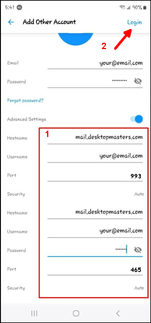 Add Other Account - Advanced
