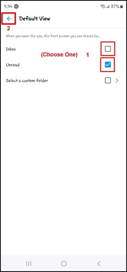 Settings - Default View