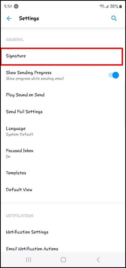 Settings - Signature Select